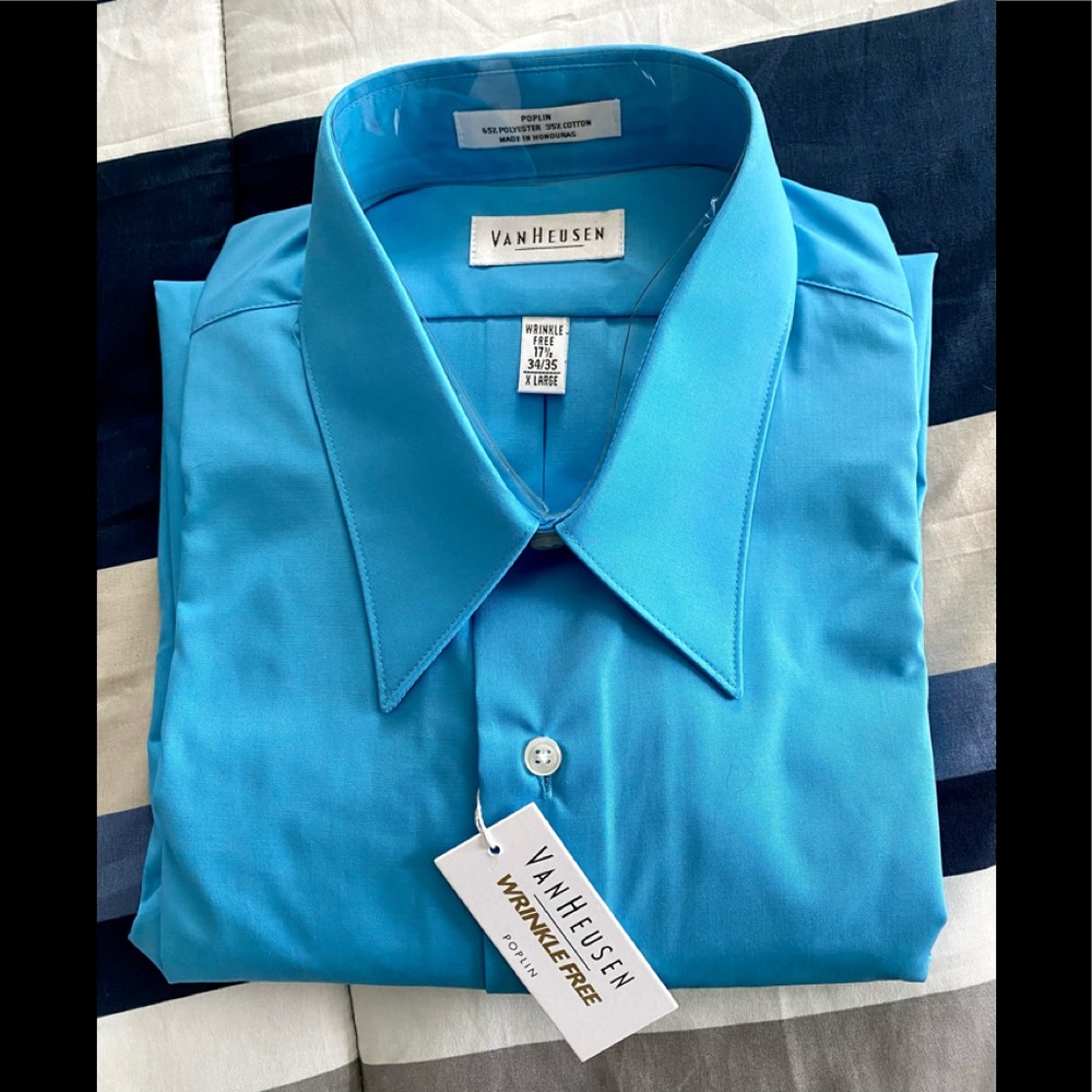 NWT Men’s Van Heusen Long Sleeve Dress Shirt Size 17 1/2” 34/35 (XL)